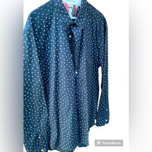 H&M L.O.G.G. Casual Dark Blue Long Sleeve Floral Flower Print Shirt XL​​